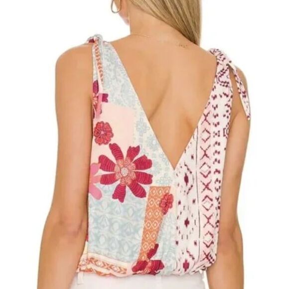 Free People Tied To You Tank Top In Tropical Combo - Picture 4 of 7
